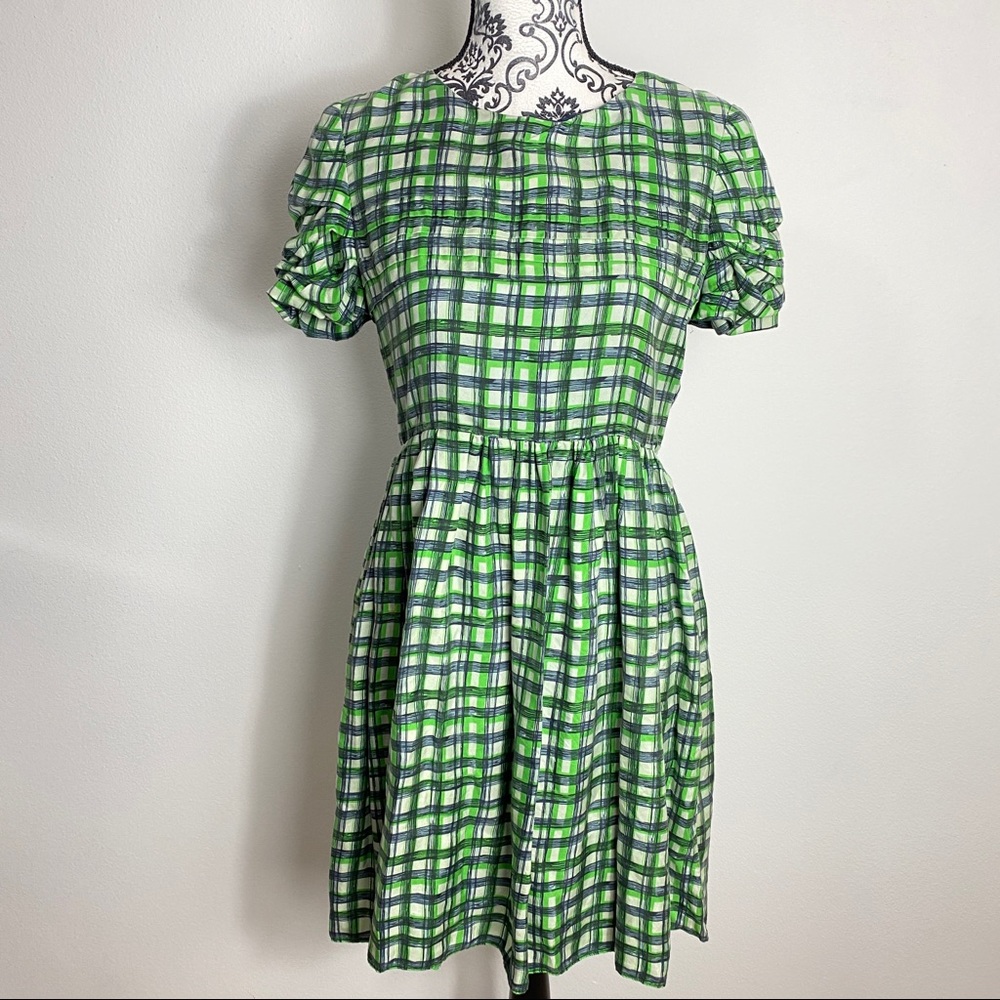 Alexander Berardi 100% Silk Gingham Prairie Dress 6